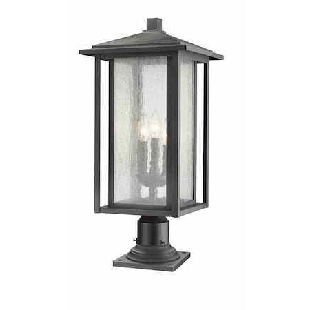 Z-Lite Aspen 3 Light Outdoor Pier Mounted Fixture, Black And Clear Seedy 554PHXLR-533PM-BK